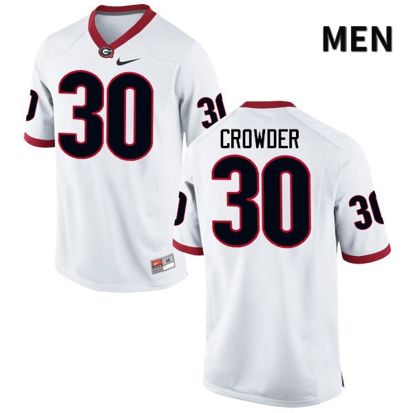 Georgia Bulldogs Men's Tae Crowder #30 White Stitched College UGA Football Jersey 23HD010DV